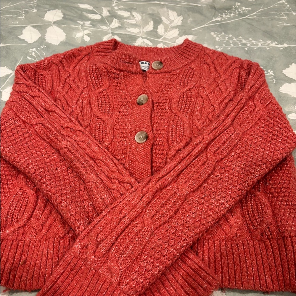 Old Navy Women's Red Cable Knit Cardigan